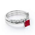 thumbnail image 3 of JeenMata 1.75 Carat Sunset Princess Cut Lab Created Ruby Wedding Ring Set - Bridal Ring Set - 18k White Gold over Silver, 3 of 8