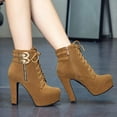thumbnail image 4 of Women's Platform Wedge Ankle Boots | Chunky Heel Lace-Up Winter Boots, 4 of 6
