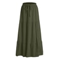 thumbnail image 6 of RFQWOVSR Women Flowing A-Line Maxi Skirt Slit Tie Waist Solid Color Elastic Waistband Lightweight Boho Summer Beach Casual L, 6 of 6