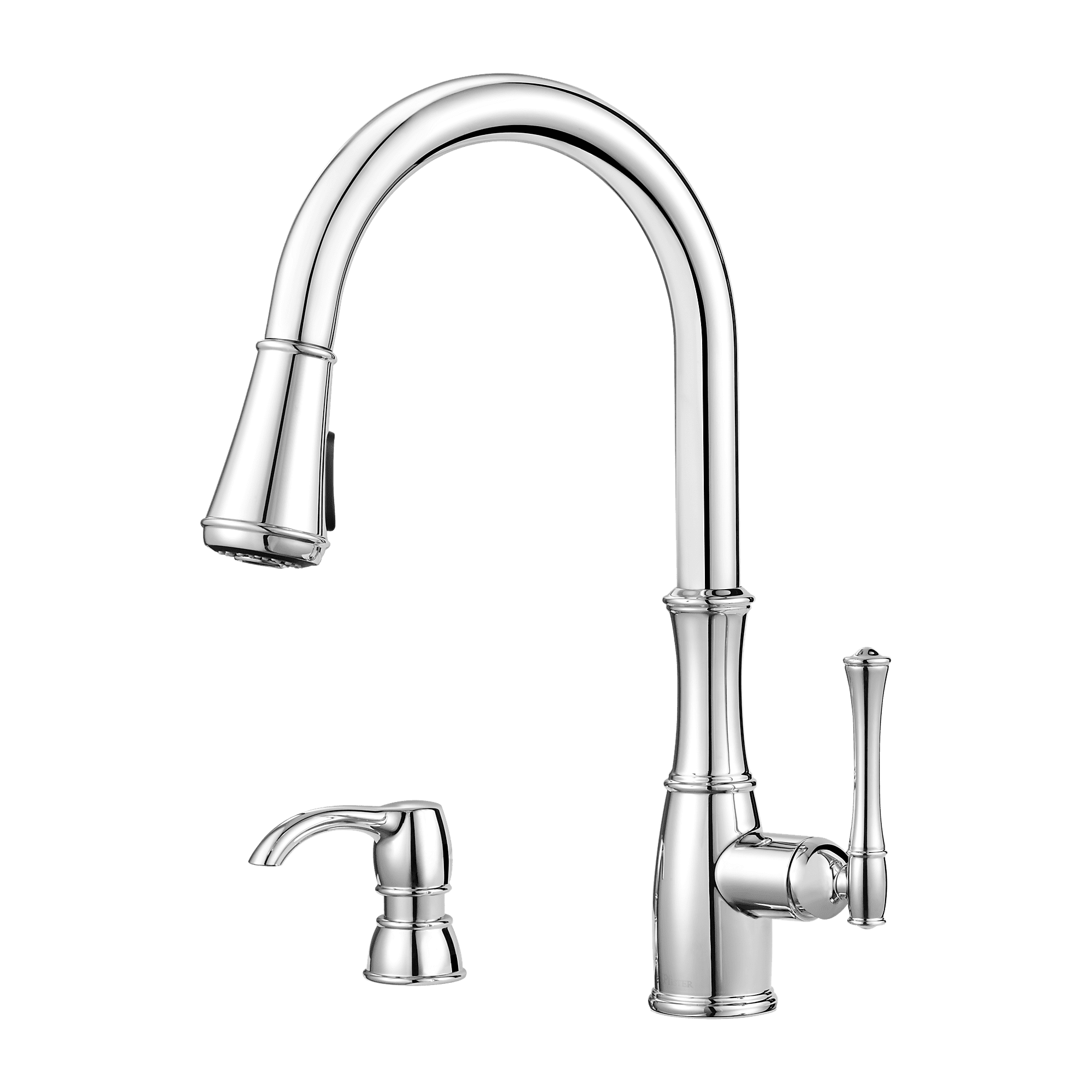 Wheaton 1-Handle Pull-Down Kitchen Faucet with Soap Dispenser in Polished Chrome