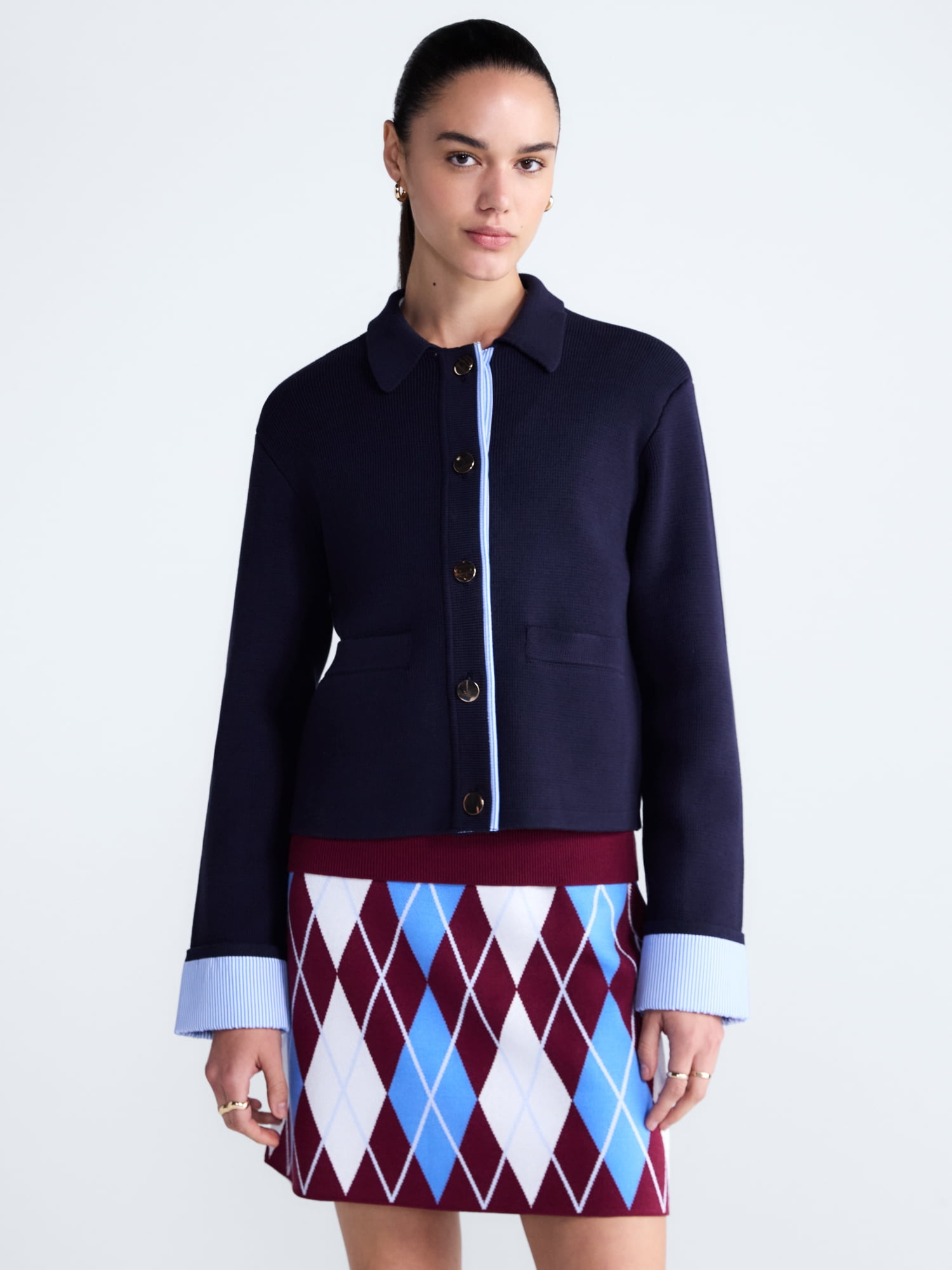 Free Assembly Women's and Women's Plus Cropped Sweater Jacket, Sizes XS-4X