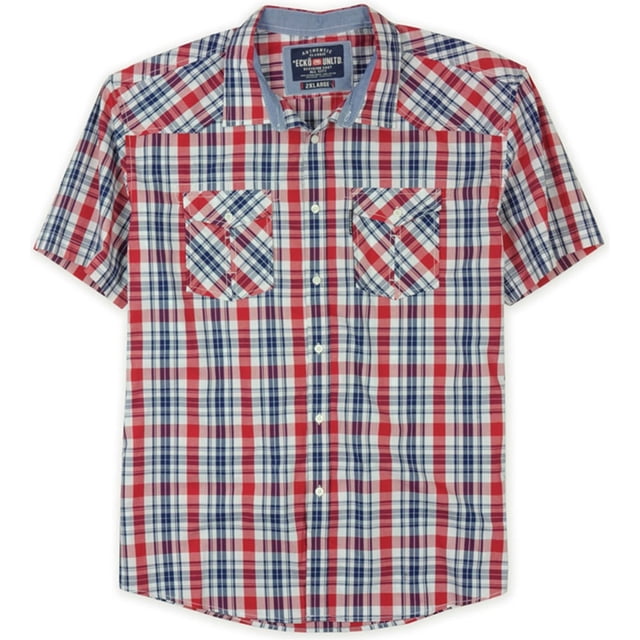 Ecko Unltd. Camisa con botones a cuadros Mercer SS Woven para hombre, rojo, XS