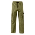 thumbnail image 3 of RUTAYY Boys Cargo Pants Drawstring Waist Straight Leg Front Pockets Outdoor Play Trousers Everyday Outdoor Adventures, Green, 3 of 8