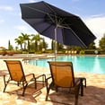 thumbnail image 3 of 9 ft Patio Outdoor Umbrella Market Table Umbrella with Push Button Tilt and Crank, Navy Blue, 3 of 7