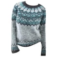 thumbnail image 4 of frariair sweaters for women Knitted Isle Print Retro Sweater Loose Crewneck Long Sleeve Pullover Tops Blue, 4 of 4
