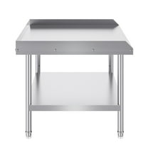 KFFKFF Stainless Steel Work Table, 30 x 36 x 26 Inch Commercial Food Prep Table with 3-Sided Backsplash, Durable Metal Table with Adjustable Height for Kitchen, Restaurant, or Hotel Use