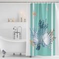thumbnail image 6 of Small Stall Shower Curtain 48x72 Inch Narrow Half Size Summer Coastal Bath Curtains Bathroom Decor, Watercolor Shells Coral Starfish Ocean Blue Waterproof Fabric Shower Curtain Set with Hooks 48 Inch, 6 of 7