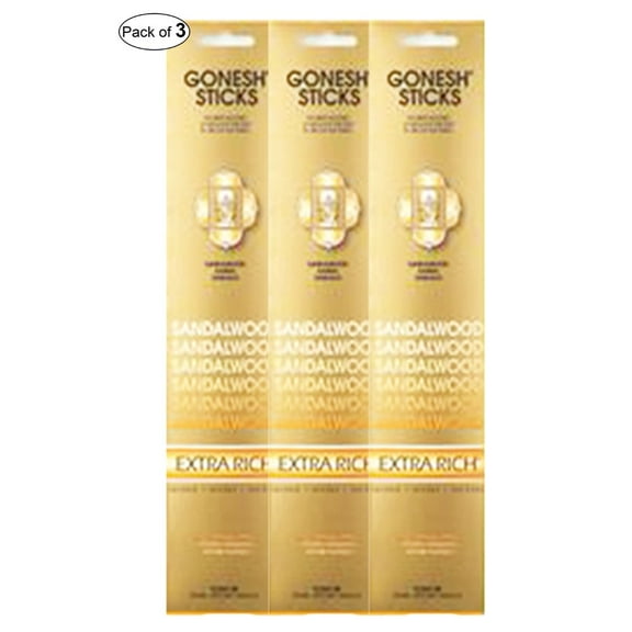 Gonesh Incense Extra Rich- Sandalwood (20 Sticks in 1 Pack) (Pack of 3)