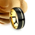 thumbnail image 2 of Men's Women's Tungsten Wedding Band Engagement Ring 8mm Grooved Black & Gold Plated Ring, SZ 7.5, 2 of 3