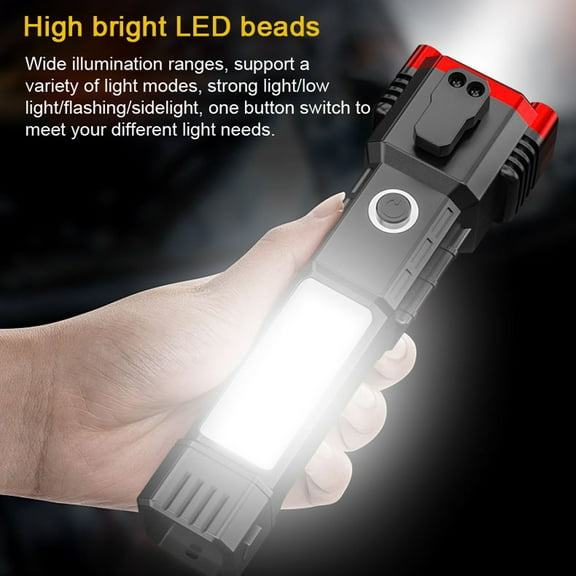 Electric torch,Modes Car Hammer Waterproof With Portable Led Work Car Adventure 4 Modes Car Led Work With 4 Modes Work Bank Waterproof With 4 Huiop Dsfen Torch