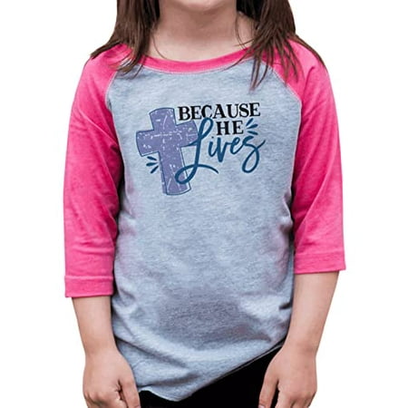 

7 ate 9 Apparel Kid s Happy Easter Shirts - Because He Lives Cross Pink Shirt 5T