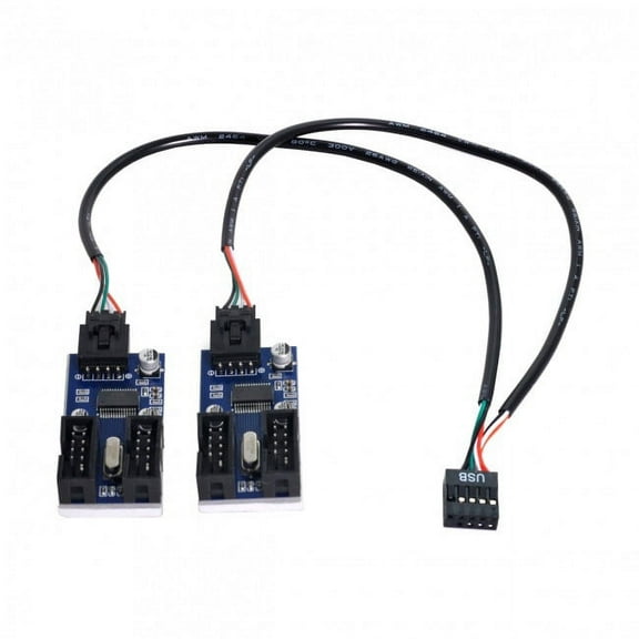 JSER 9pin USB 2.0 Header 1 to 2 / 4 Female Extension Cable HUB Connector Adapter Port Multilier