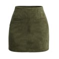 thumbnail image 4 of IUYRTFE Women's Faux Suede Mini Skirt – High-Waist Zip-Up A-Line Short Skirt for Fall, Winter, and Casual Daily Wear, 4 of 8