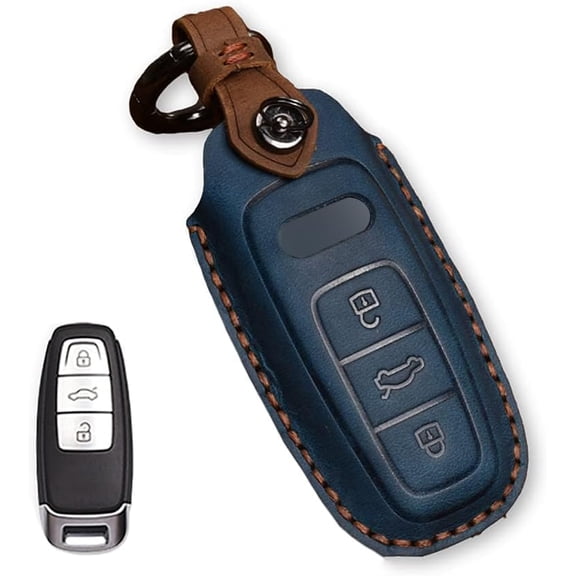 Key Fob Cover Compatible with Fit for Audi A6L A6 A7 A8 Q7 Q8 E-Tron A3 S3 S6 SQ7 RS6 S7 RS7 2018-2022 Keychain Case Holder Protector,Blue