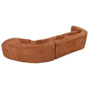 Harper & Bright Designs Modern Curved Floor Sofa Set, Modular Sectional Sponge Couch for Living Room, 2 PC Free Combination No Assembly Foam-Filled Sofa, Orange