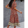 thumbnail image 3 of Robe Femme Été Bohème Décontractée Manches Courtes Imprimé Floral Maxi Robe TG, 3 of 4