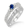 thumbnail image 1 of 1.5 Carat Sapphire and Diamond Antique Bridal set on 10k White Gold, 1 of 2