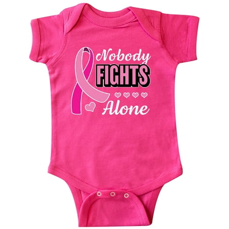 

Inktastic Breast Cancer Awareness Nobody Fights Alone Pink Ribbon Gift Baby Boy or Baby Girl Bodysuit