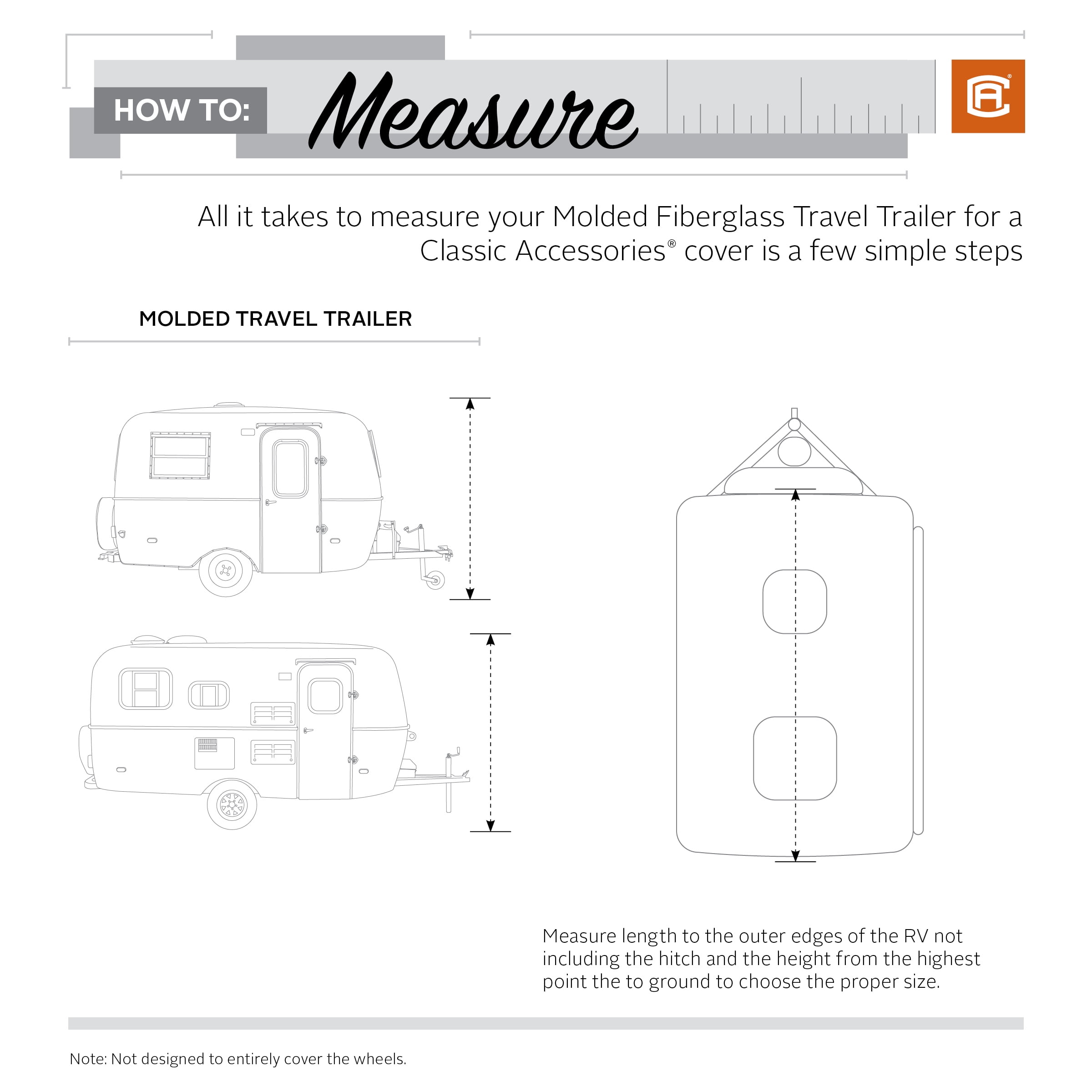 Classic Accessories Over Drive PermaPRO™ Molded Fiberglass Travel Trailer Cover, Fits up to 10'1" - 13' RVs