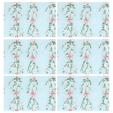 

Ryvnso Placemats Set of 6 Flowers Bows Dining Mats Heat-Resistant Non-Slip Washable Table Mat