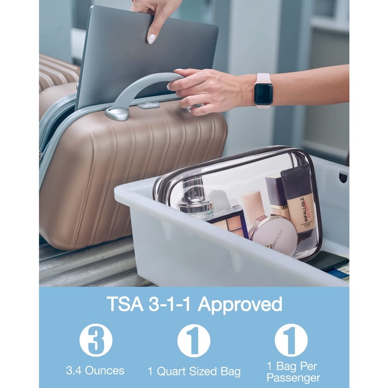 filled toiletries travel bag Clear Toiletry with TSA Liquids Bag, Hanging Travel Transparent Makeup Cosmetic Organizer, Waterproof Carry On Airline 3-1-1 Compliant Bag Quart Sized Luggage Pouch (Black-Clear) : Beauty & Personal Care Store cosmetics Bagsmart Clear Toiletry Bag, 3