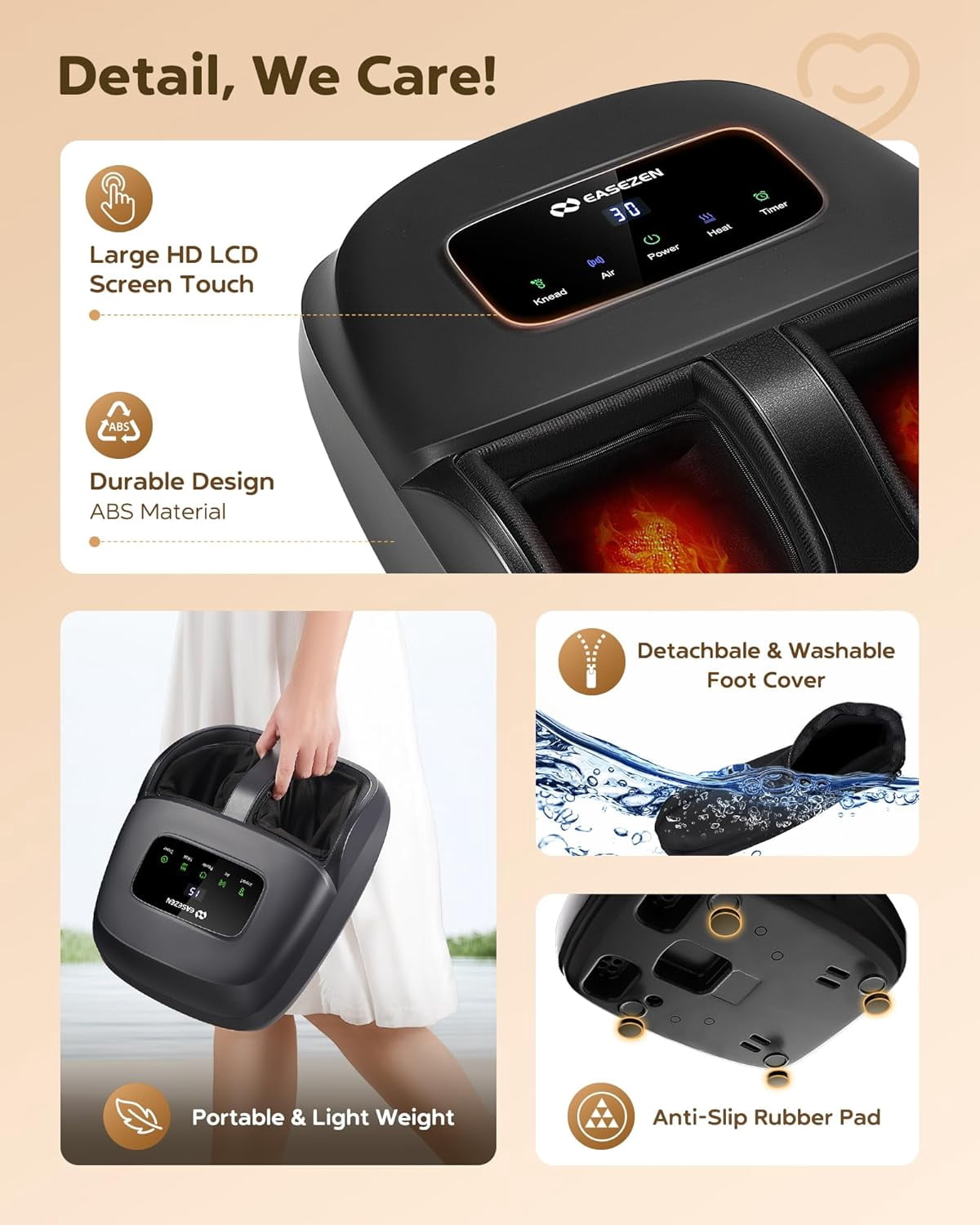 Heated Shiatsu Foot Massager with Remote Control, Full Foot Comfort, Gift for Women & Men, Size 14