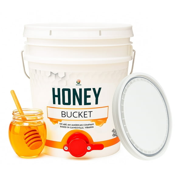 SunVara Honey Bucket 5 Gallon White Honey Extractor Equipment Bucket with Spigot, Honey Gate, and Drain - Bee Supplies and Equipment - Food