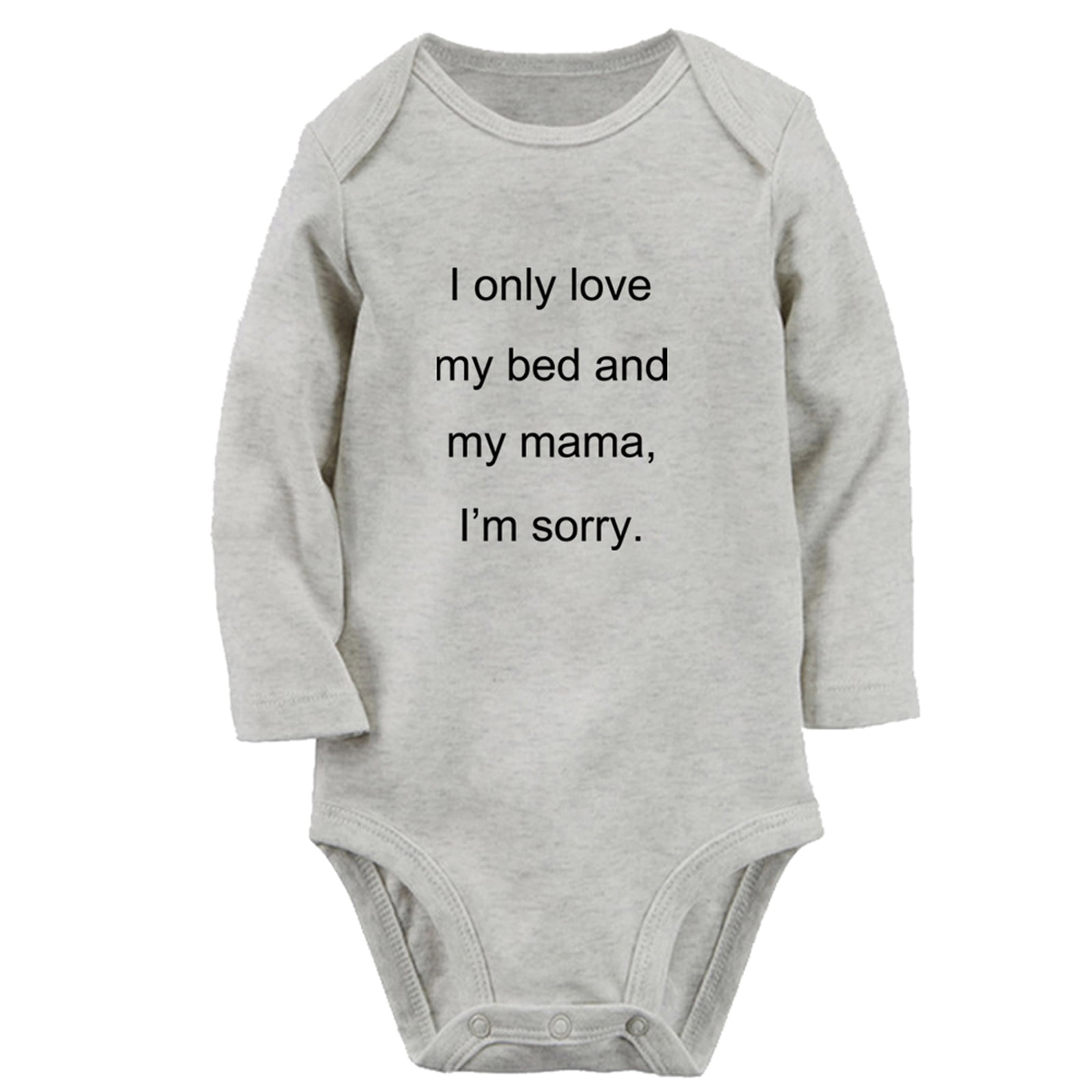 iDzn I Only Love My Bed And My Mama Funny Rompers, Newborn Baby Unisex Bodysuits, Infant Jumpsuits, Toddler Kids Long Sleeve Oufits (Gray, 0-6 Months)