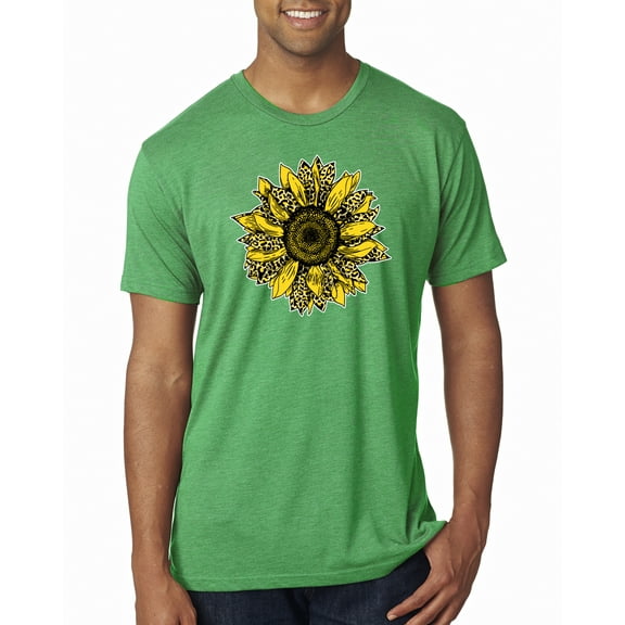 Wild Bobby, Artsy Cheetah Leopard Print Sunflower, Fashion, Men Premium Tri Blend Tee, Envy, Small