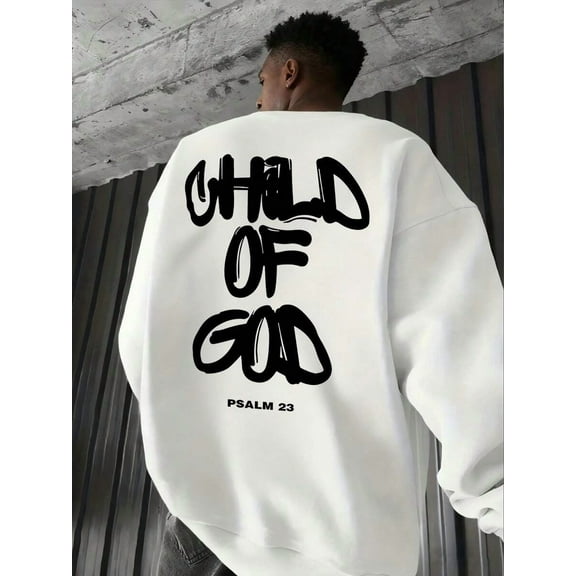 Men's Casual Graphic Print Crew Neck Long Sleeve Pullover Sweatshirt