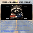 thumbnail image 3 of 1 Pcs 2D Flat License Plate Covers & Frames, Raccoon Wrapped in American For Decorative Front, Waterproof For Decoration Aluminum License Plate Covers & Frames Cover For Men Women, 12" X 6", 3 of 7