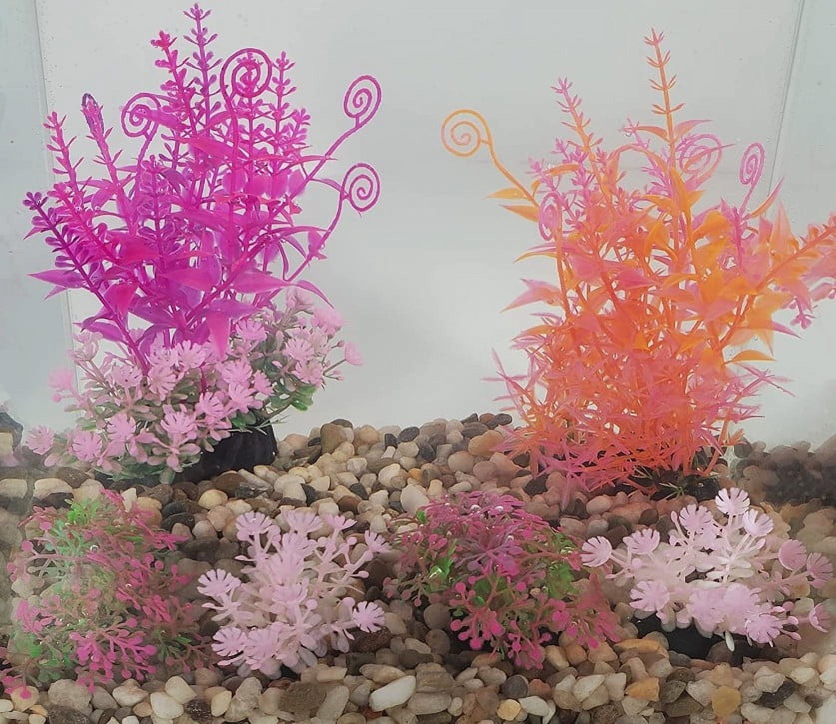 Penn-Plax Plastic Aqua-Plant Aquarium Decoration Kit for Aquariums and Fish Tanks - Vibrant Pink