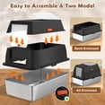 thumbnail image 4 of Stainless Steel Litter Box with Lid, XL Front Entry Enclosed Extra Large Litter Box for Big Cats & Kitty, Top Exit Metal Cat Pan with Scoop, Mat, Footboard, Charcoal Filter (Black), 4 of 9