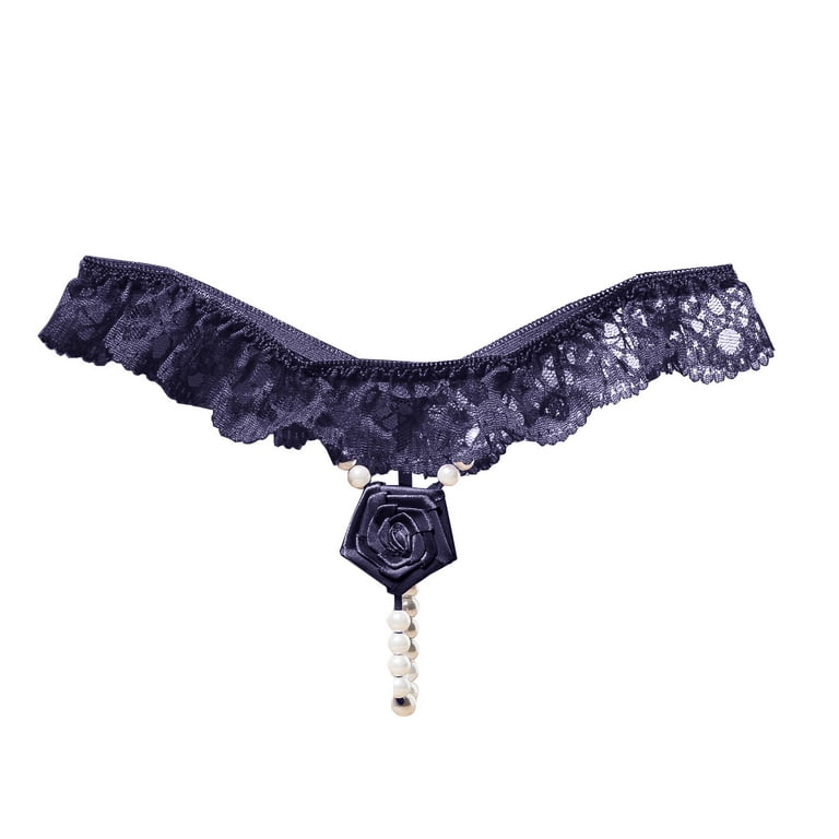 HUPOM Women'S Underwear Funny Underwear For Women Medium waist Comfort  Waist Solid Thong Blue One Size 
