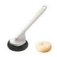 thumbnail image 2 of Stainless Steel Cleaning Brush with Replaceable Scourer, Ergonomic Handle Kitchen Pot Scrubber for Non-Stick Cookware, Dishwashing Tool, 2 of 5