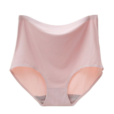 Shapewear for Women  Audhol Womens Underpants Solid Color Breathable Microfiber Briefs High Waist Ice Silk Seamless Panties for Women Tummy Control Shapewear Pink2 3XL