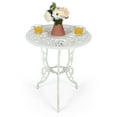 thumbnail image 6 of Topbuy Rose Design Bistro Set Antique Aluminum Bench Patio Garden Chair for Outdoor White, 6 of 8