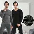 thumbnail image 4 of Skymirror 2 Pcs/Set Winter Men Thermal Underwear Set Round Neck Long Sleeve Warm Thick High Elasticity Slim Fit Open Crotch Men Pajamas Set Sports Top Pants Set, 4 of 8