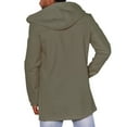 thumbnail image 4 of hopeusince Men's Hooded Cardigan Sweater Long Sleeve Button Up Slim Fit Winter Warm Outwear Overcoat with Pockets Army Green L, 4 of 7
