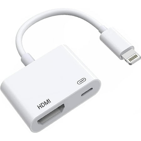 [Apple MFi Certified] Lightning to HDMI Adapter, No Power Needed 1080P Video & Audio Sync Screen Converter with Lightning Charging Port, iPhone to HDMI Adapter Compatible with iOS