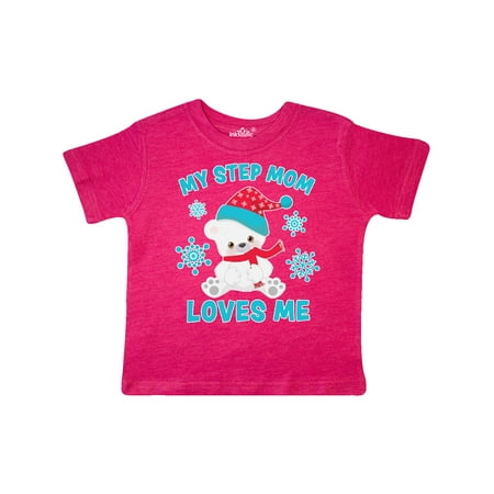 

Inktastic Polar Bear My Step Mom Loves Me in Santa Hat with Snowflakes Gift Toddler Boy or Toddler Girl T-Shirt