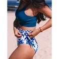 thumbnail image 4 of Conjunto de bikini para mujer, cintura alta, estampado floral, traje de baño de dos piezas con lazo lateral, 4 of 5