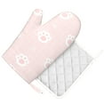 thumbnail image 1 of DouZhe Oven Mitts and Pot Holders Sets, Cute Cat Pink Paws Footprint Prints Non-Slip Heat Resistant Kitchen Oven Silicone Glove, 1 of 7