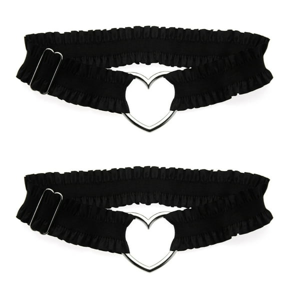 Yoetaun Thigh Garter Heart Lace Ruched Leg Garter Adjustable Cosplay Accessory Thigh Chain Comfortable Fashion Legwear Black