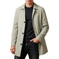 thumbnail image 3 of UVEASISHA Lightweight Trench Coats for Men Lapel Collar Single Breasted Windbreaker Jackets Mid Length Casual Business Jacket Fashion Fall Winter Outerwear Green M, 3 of 8