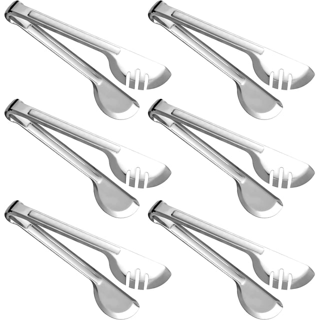 Serveringstänger Kökstänger, Rostfritt Stål Mat Tong Serveringstång, Matstänger för matlagning och servering av pasta, sallader, 12 tum(6-pack)