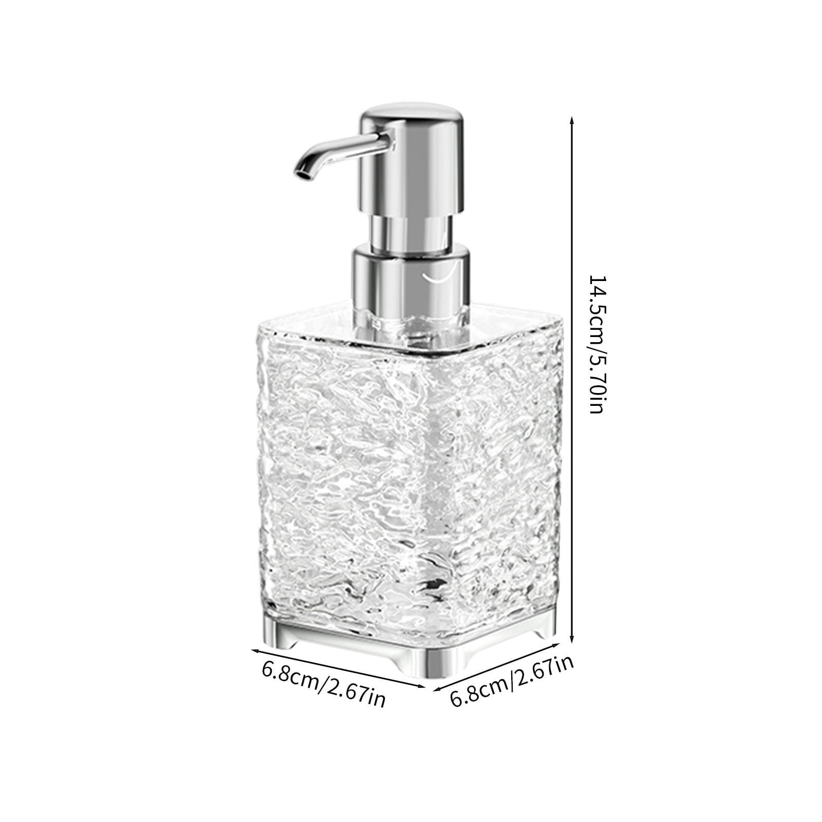Glass Foaming Soap Dispenser with Silver Pump, Vintage-Inspired Modern Glass Refillable Bottle for Bathroom Vanity Countertop and Kitchen