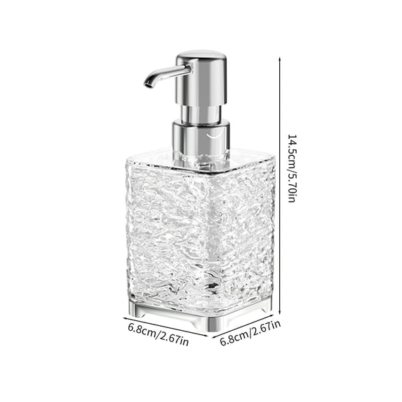 Momihoom Square Textured Glass Soap Dispenser with Chrome Pump and Elevated Base, Elegant Bathroom and Kitchen Accessory for Hand Soap and Lotion