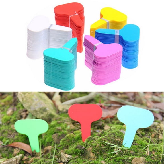 100Pcs Waterproof T-Type Plastic Plant Tags - Plug-In Garden Nursery Labels for Seedling Potted Plant Marking Gardening(Blue 4 Inch)