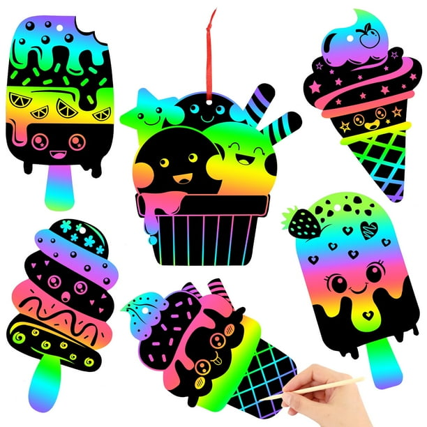 Set de manualidades JULMELON Rainbow Scratch Art Summer 36 piezas